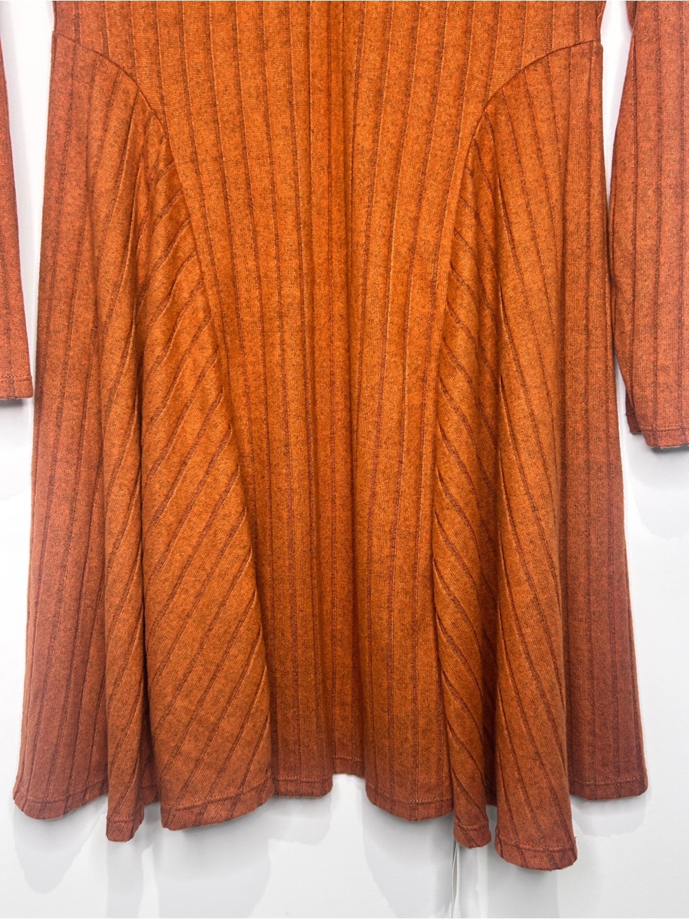 NWT Halara Ribbed Knit V-Neck Fit & Flare Mini Dress Earthy Brown Large - Picture 4 of 8